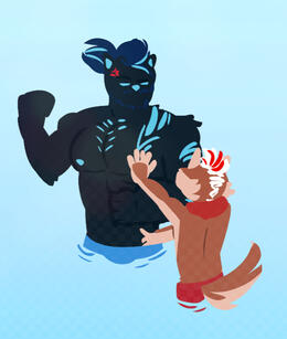 Xon Liao End and Lin Yang in the background of Ollie's Jan2024 Art