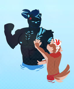 Xon Liao End and Lin Yang in the background of Ollie's Jan2024 Art